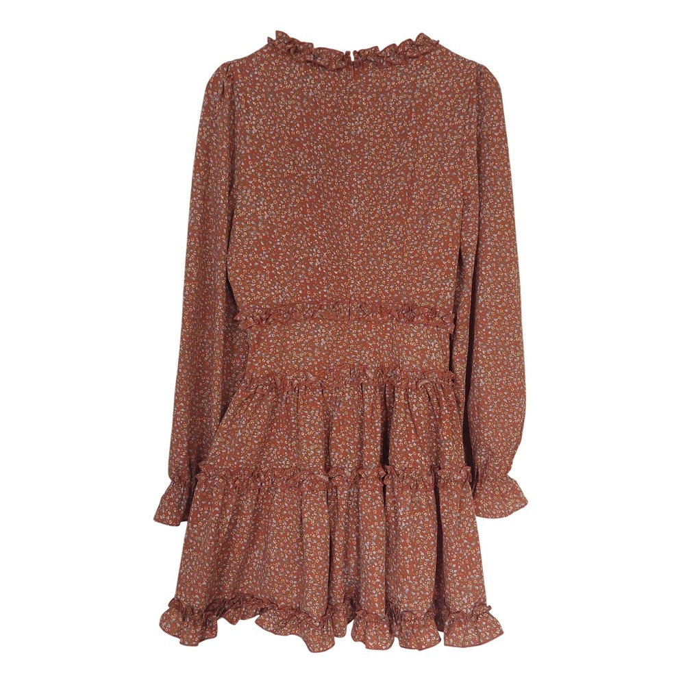 Lulus Admire You Orange Floral Print Ruffled Long Sleeve Mini Dress Size Medium‎ - Picture 7 of 10